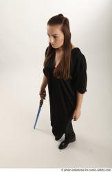 Woman Adult Average White Fighting with sword Standing poses Coat